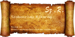 Szoboszlay Rikarda névjegykártya